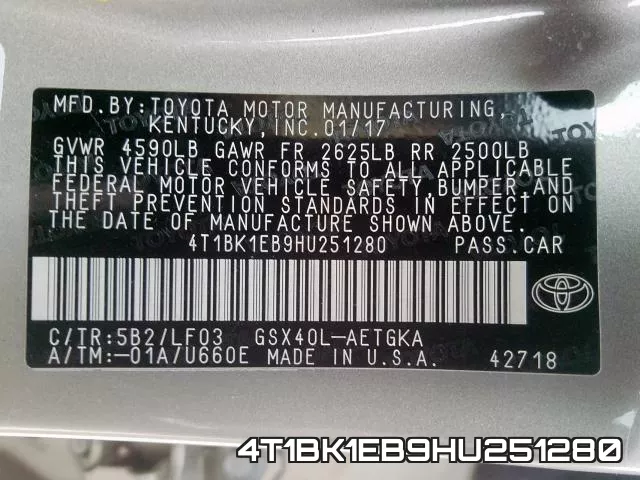 4T1BK1EB9HU251280 фото 2