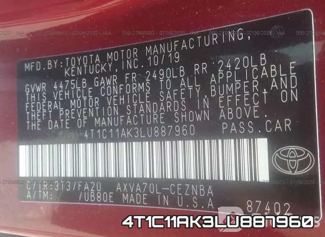 4T1C11AK3LU887960 фото 10