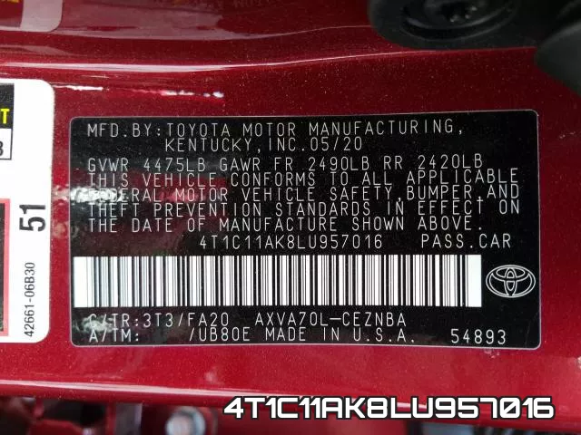 4T1C11AK8LU957016 фото 2