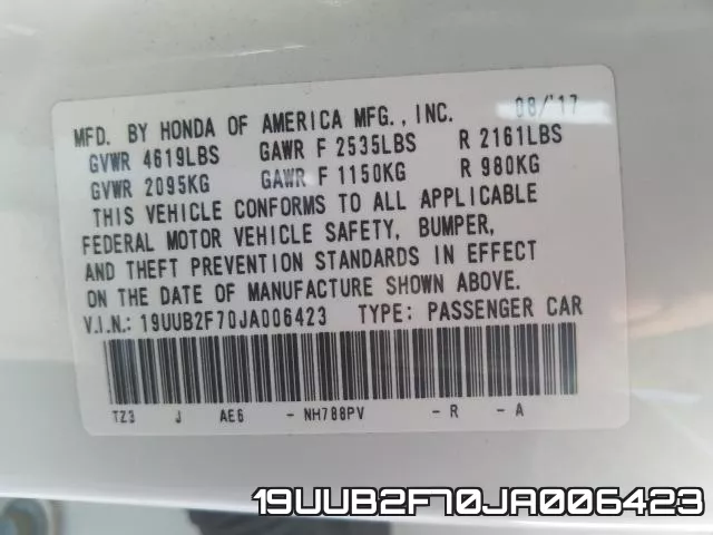 19UUB2F70JA006423 фото 2