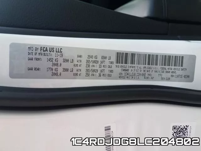1C4RDJDG8LC204802 фото 2