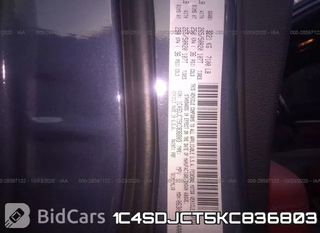 1C4SDJCT5KC836803 фото 10
