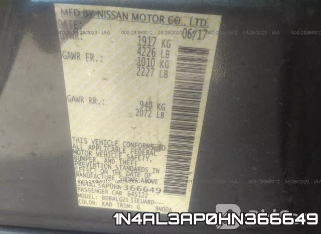 1N4AL3AP0HN366649 фото 9