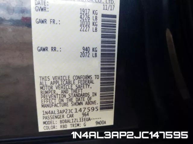 1N4AL3AP2JC147595 фото 2