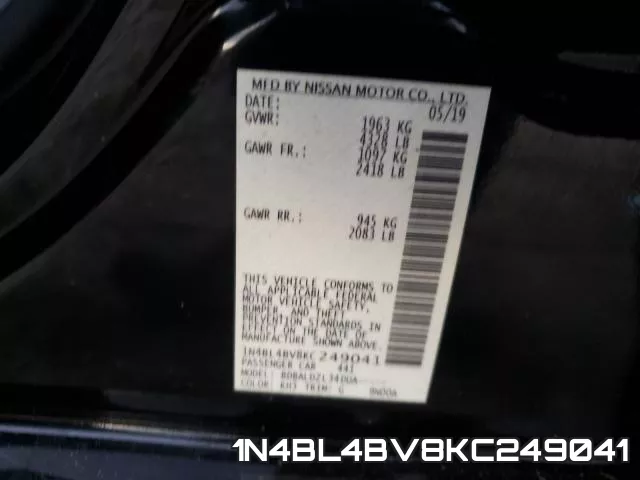 1N4BL4BV8KC249041 фото 2