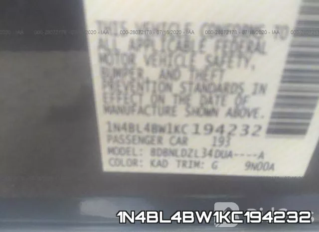1N4BL4BW1KC194232 фото 10