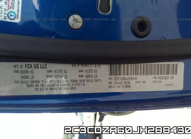 2C3CDZAG0JH288430 фото 8