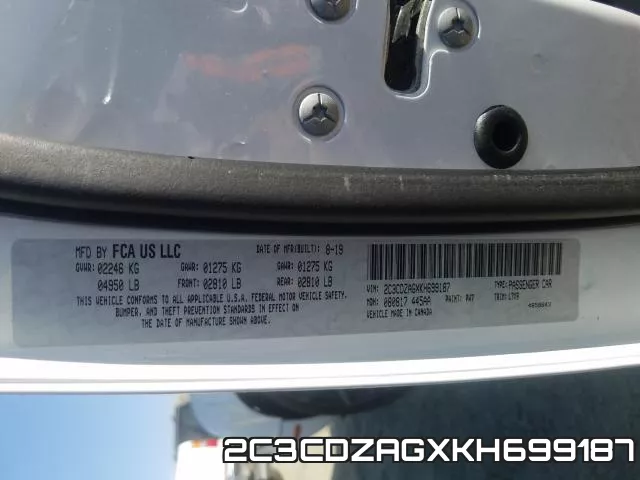 2C3CDZAGXKH699187 фото 2