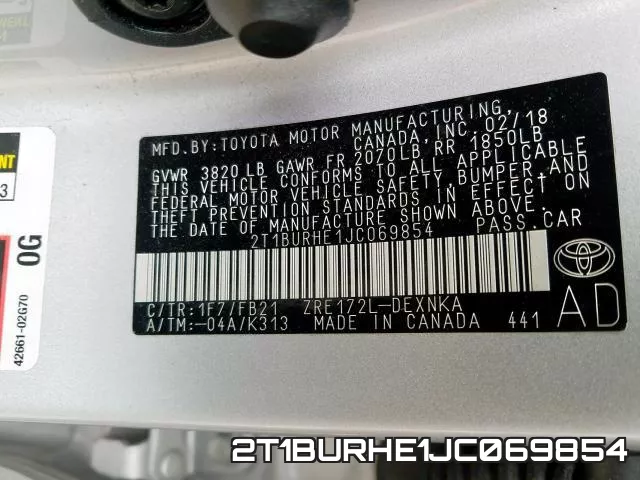 2T1BURHE1JC069854 фото 2