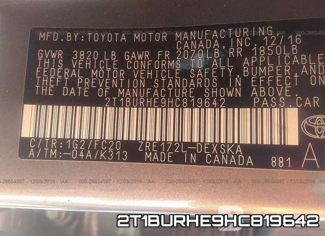 2T1BURHE9HC819642 фото 10