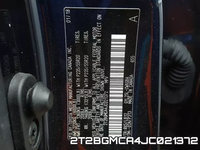 2T2BGMCA4JC021372 фото 2