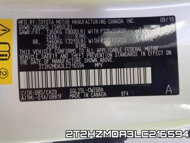 2T2HZMDA3LC216594 фото 2