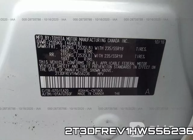 2T3DFREV1HW556236 фото 10