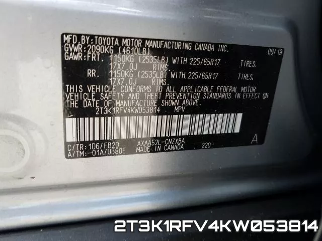 2T3K1RFV4KW053814 фото 2