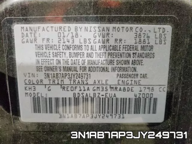 3N1AB7AP3JY249731 фото 2