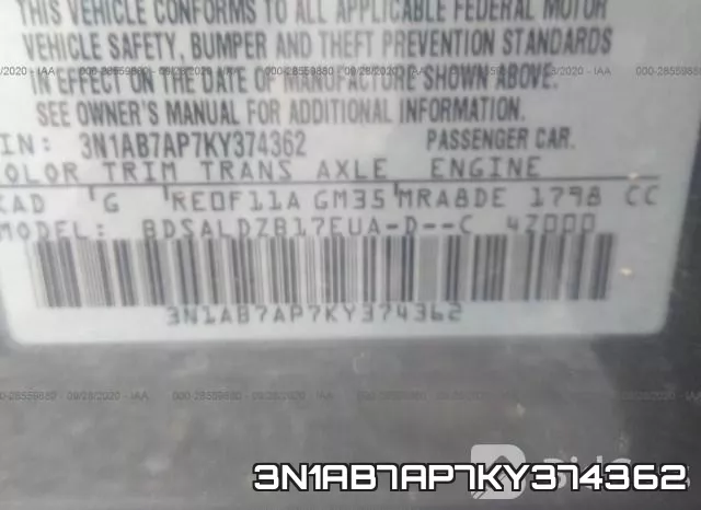 3N1AB7AP7KY374362 фото 9