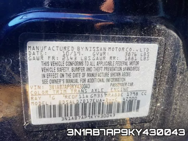 3N1AB7AP9KY430043 фото 2
