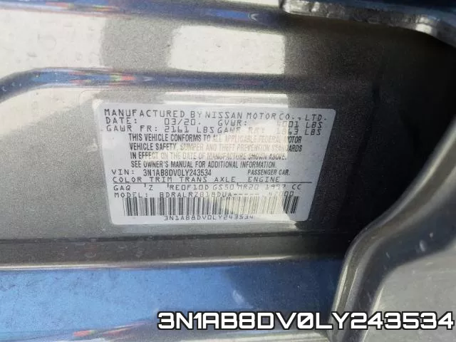 3N1AB8DV0LY243534 фото 2