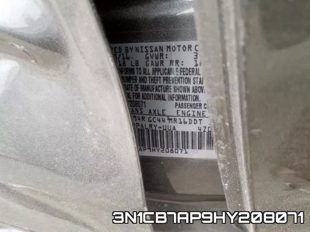 3N1CB7AP9HY208071 фото 2