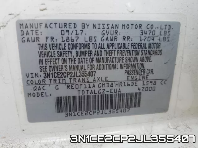3N1CE2CP2JL355407 фото 2