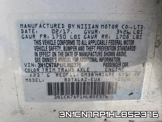 3N1CN7AP1HL852376 фото 2