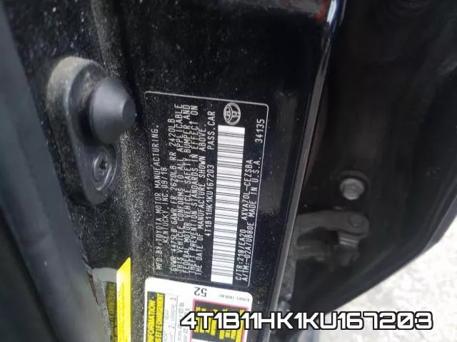 4T1B11HK1KU167203 фото 2