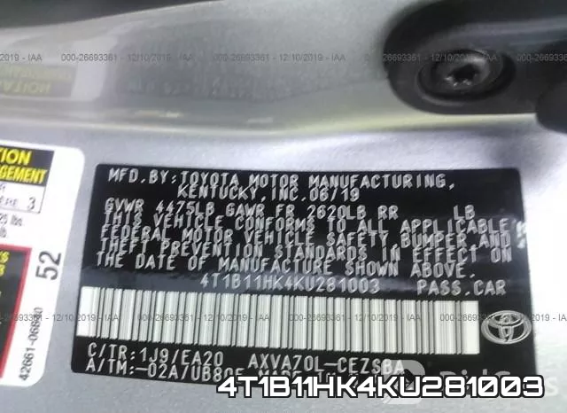 4T1B11HK4KU281003 фото 10