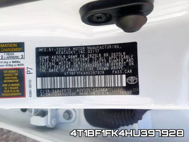 4T1BF1FK4HU397928 фото 2