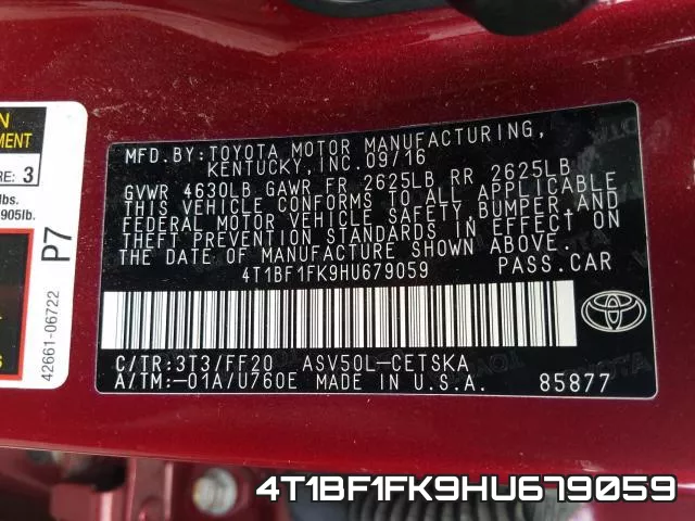4T1BF1FK9HU679059 фото 2