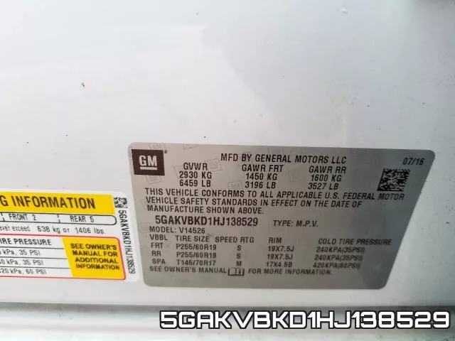 5GAKVBKD1HJ138529 фото 2