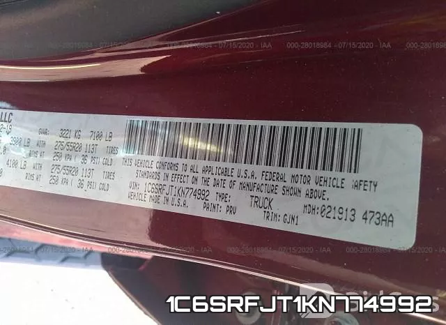 1C6SRFJT1KN774992 фото 9