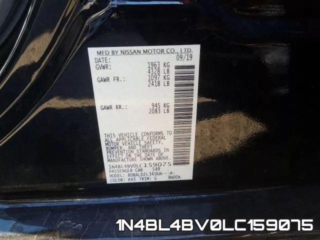 1N4BL4BV0LC159075 фото 2