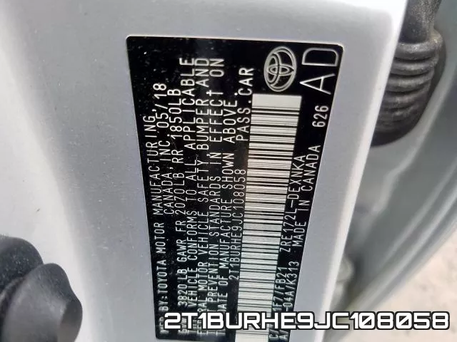 2T1BURHE9JC108058 фото 2