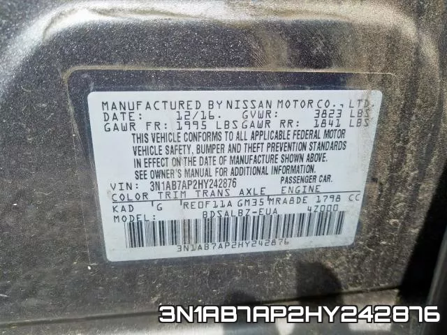 3N1AB7AP2HY242876 фото 2