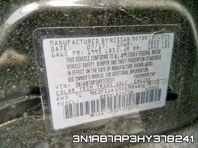 3N1AB7AP3HY378241 фото 2