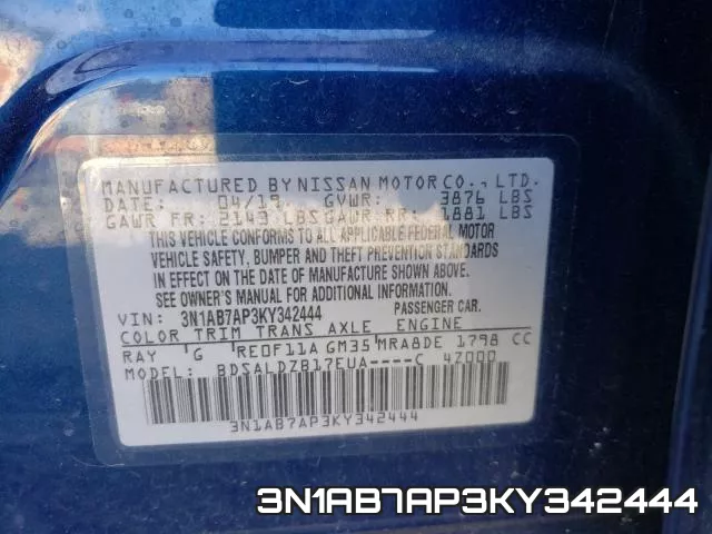 3N1AB7AP3KY342444 фото 2