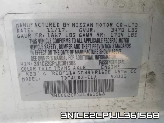 3N1CE2CP1JL361568 фото 2