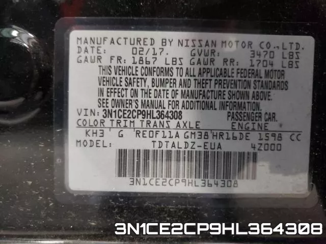 3N1CE2CP9HL364308 фото 2