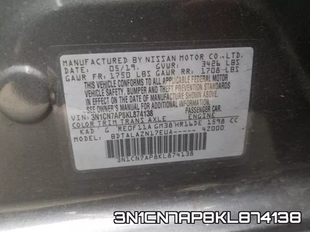 3N1CN7AP8KL874138 фото 2
