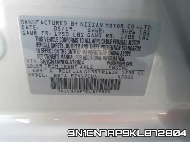 3N1CN7AP9KL872804 фото 2
