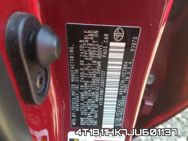 4T1B11HK7JU601137 фото 2