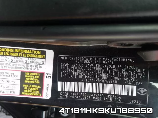 4T1B11HK9KU788950 фото 2