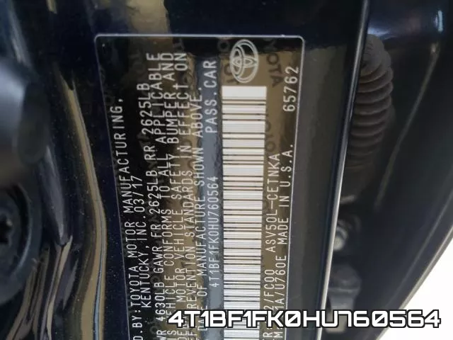 4T1BF1FK0HU760564 фото 2