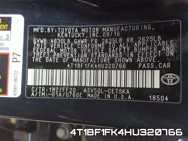 4T1BF1FK4HU320766 фото 2