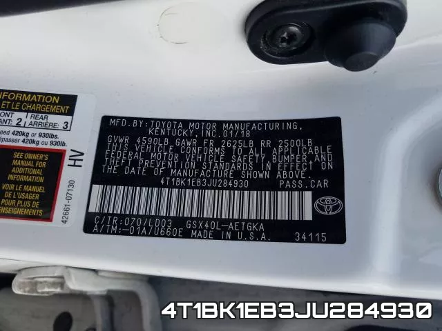 4T1BK1EB3JU284930 фото 2