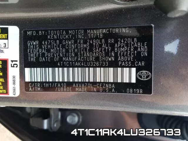 4T1C11AK4LU326733 фото 2