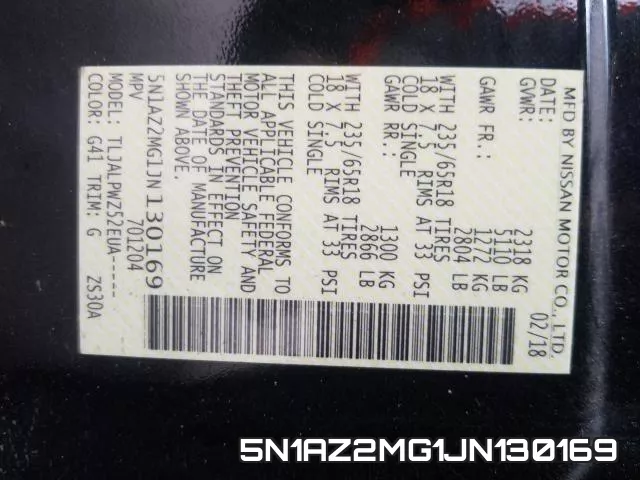 5N1AZ2MG1JN130169 фото 2