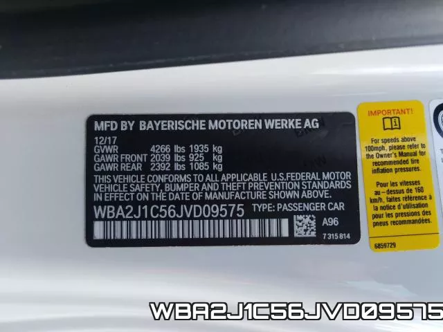 WBA2J1C56JVD09575 фото 2