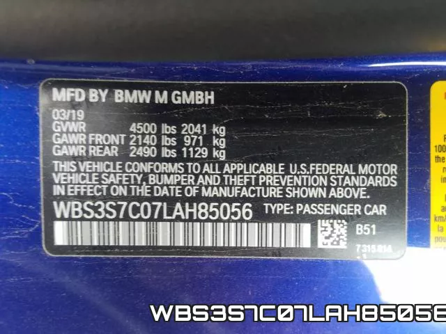 WBS3S7C07LAH85056 фото 2