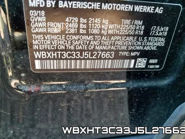 WBXHT3C33J5L27663 фото 2